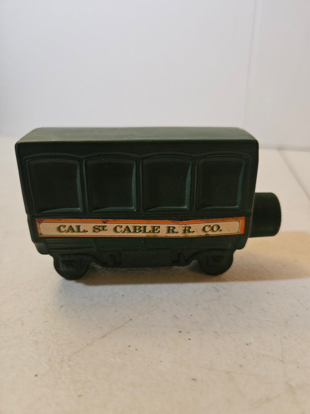 Vintage Avon Cal St Cable Railroad empty decanter Green Train Car 1970s